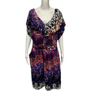 Fynn & Rose women's dress ruffle front multicolor short sleeve plus size 22W